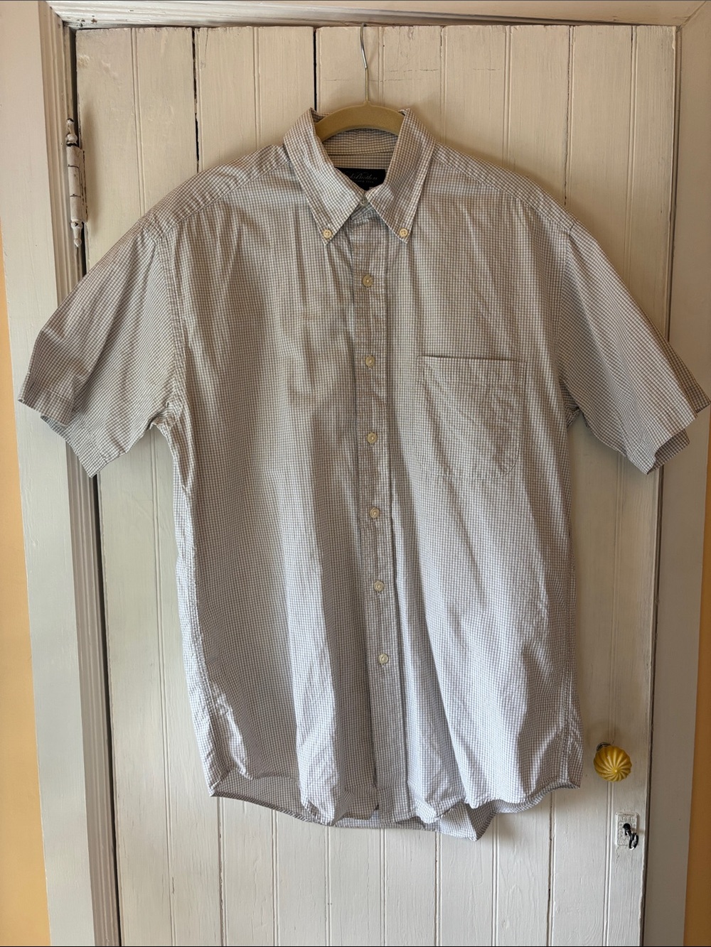 Brooks Brothers Light Blue and White Gingham Short-Sleeve Button-Down Shirt